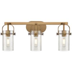 Pilaster II Cylinder 25"W 3 Light Brushed Brass Bath Light w/ Seedy Sh