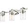 Pilaster II Cylinder 25"W 3 Light Polished Nickel Bath Light w/ Clear