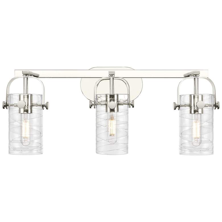 Image 1 Pilaster II Cylinder 25"W 3 Light Polished Nickel Bath Light w/ Swirl