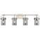 Pilaster II Cylinder 35" W 4 Light Satin Nickel Bath Light w/ Smoke Sh