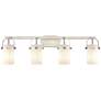 Pilaster II Cylinder 35" W 4 Light Satin Nickel Bath Light w/ White Sh