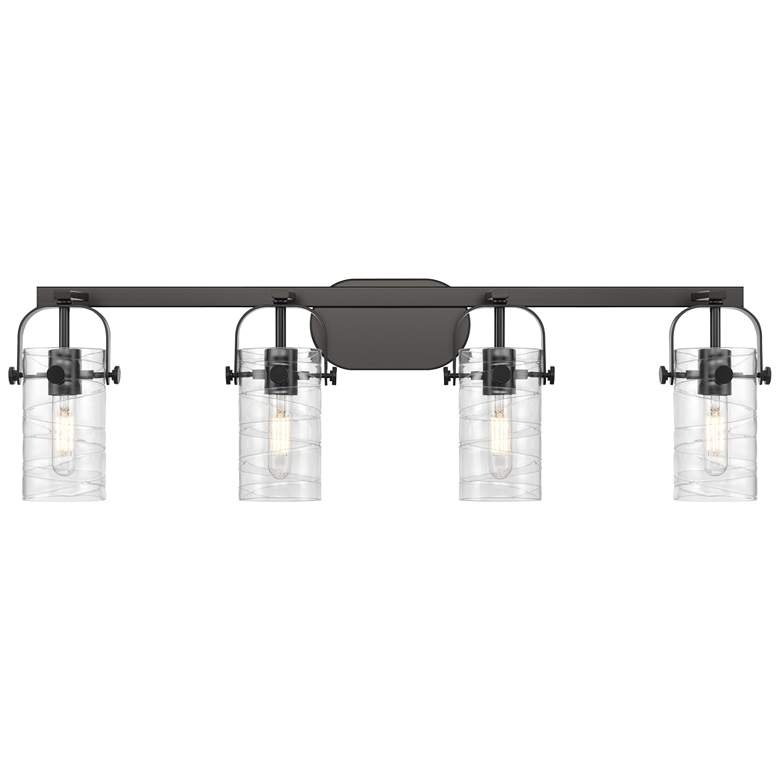 Image 1 Pilaster II Cylinder 35" Wide 4 Light Matte Black Bath Light w/ Swirl