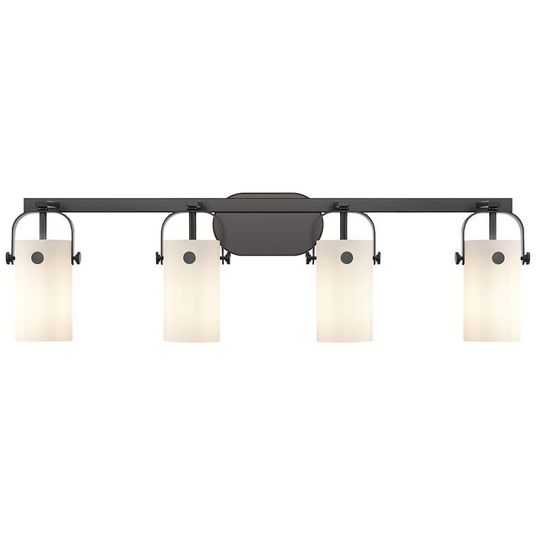 Image 1 Pilaster II Cylinder 35" Wide 4 Light Matte Black Bath Light w/ White