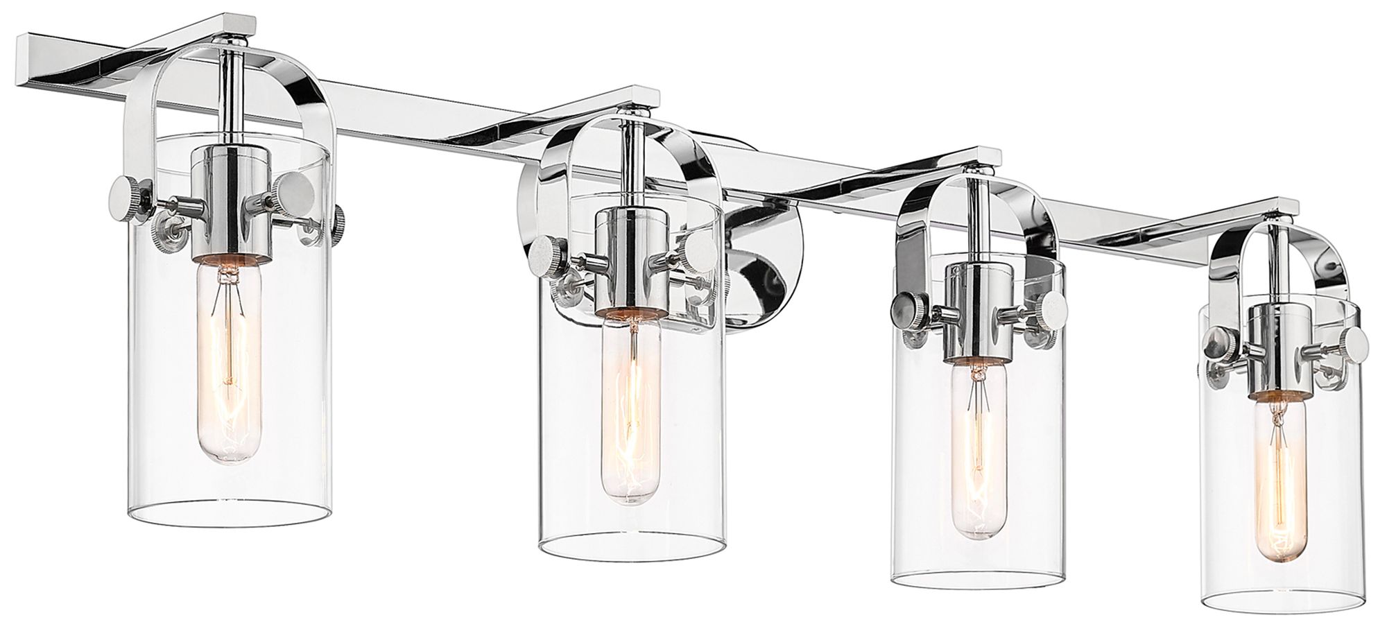 Pilaster II Cylinder 35"W 4 Light Polished Chrome Bath Light w/ Clear