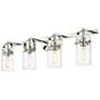 1_Pilaster II Cylinder 35"W 4 Light Polished Nickel Bath Light w/ Clear