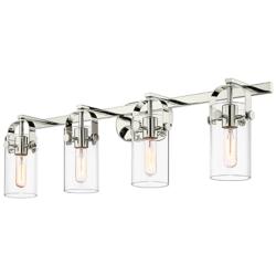Pilaster II Cylinder 35"W 4 Light Polished Nickel Bath Light w/ Clear