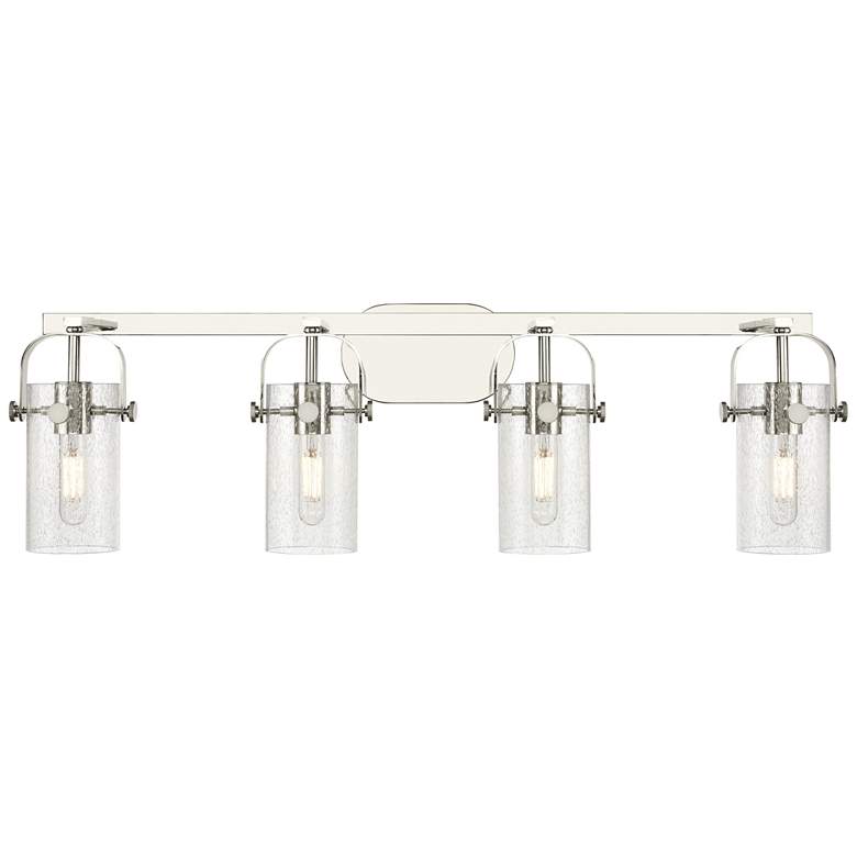 Image 1 Pilaster II Cylinder 35"W 4 Light Polished Nickel Bath Light w/ Seedy