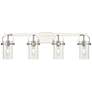 Pilaster II Cylinder 35"W 4 Light Polished Nickel Bath Light w/ Seedy