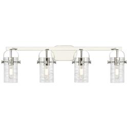 Pilaster II Cylinder 35"W 4 Light Polished Nickel Bath Light w/ Swirl