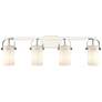 Pilaster II Cylinder 35"W 4 Light Polished Nickel Bath Light w/ White