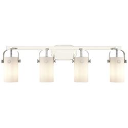 Pilaster II Cylinder 35"W 4 Light Polished Nickel Bath Light w/ White