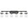 Pilaster II Cylinder 43.88"W 6 Light Matte Black Bath Light w/ Clear S