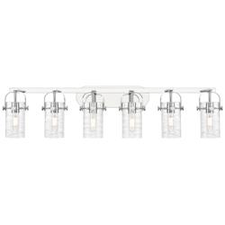 Pilaster II Cylinder 44" Wide 6 Light Chrome Bath Light w/ Deco Swirl