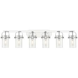 Pilaster II Cylinder 44" Wide 6 Light Chrome Bath Light w/ Seedy Shade