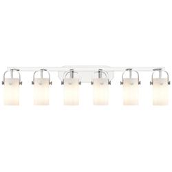 Pilaster II Cylinder 44" Wide 6 Light Chrome Bath Light w/ White Shade