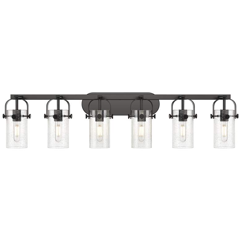 Image 1 Pilaster II Cylinder 44" Wide 6 Light Matte Black Bath Light w/ Seedy