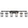 Pilaster II Cylinder 44" Wide 6 Light Matte Black Bath Light w/ Smoke