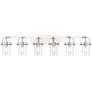 Pilaster II Cylinder 44"W 6 Light Polished Nickel Bath Light w/ Clear