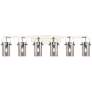 Pilaster II Cylinder 44"W 6 Light Polished Nickel Bath Light w/ Smoke