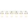 Pilaster II Cylinder 44"W 6 Light Polished Nickel Bath Light w/ White
