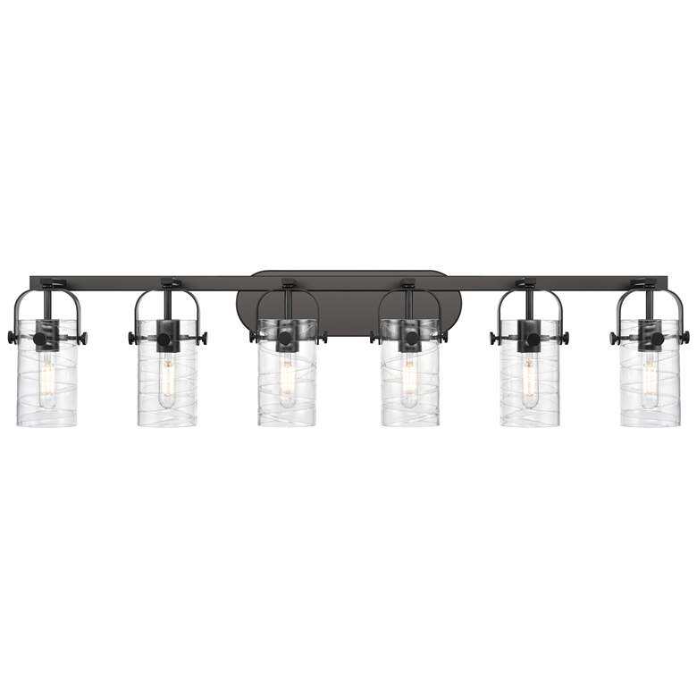 Image 1 Pilaster II Cylinder 44"W Black 6-Light Vanity Bath Light