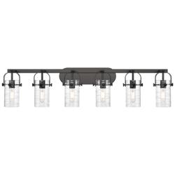Pilaster II Cylinder 44"W Black 6-Light Vanity Bath Light