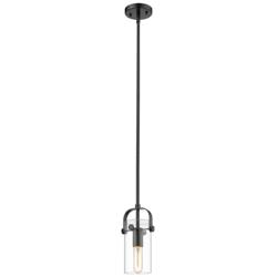 Pilaster II Cylinder 5&quot; Wide Matte Black Stem Hung Pendant With Clear