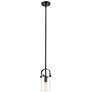 Pilaster II Cylinder 5" Wide Matte Black Stem Hung Pendant With Clear 