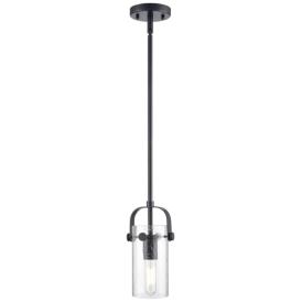 Pilaster II Cylinder 5" Wide Matte Black Stem Hung Pendant With Seedy Pilaster II Cylinder 5" Wide Matte Black Stem Hung Pendant With Seedy