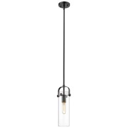 Pilaster II Cylinder 5&quot; Wide Stem Hung Matte Black Pendant With Clear