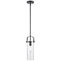 Pilaster II Cylinder 5&quot; Wide Stem Hung Matte Black Pendant With Seedy