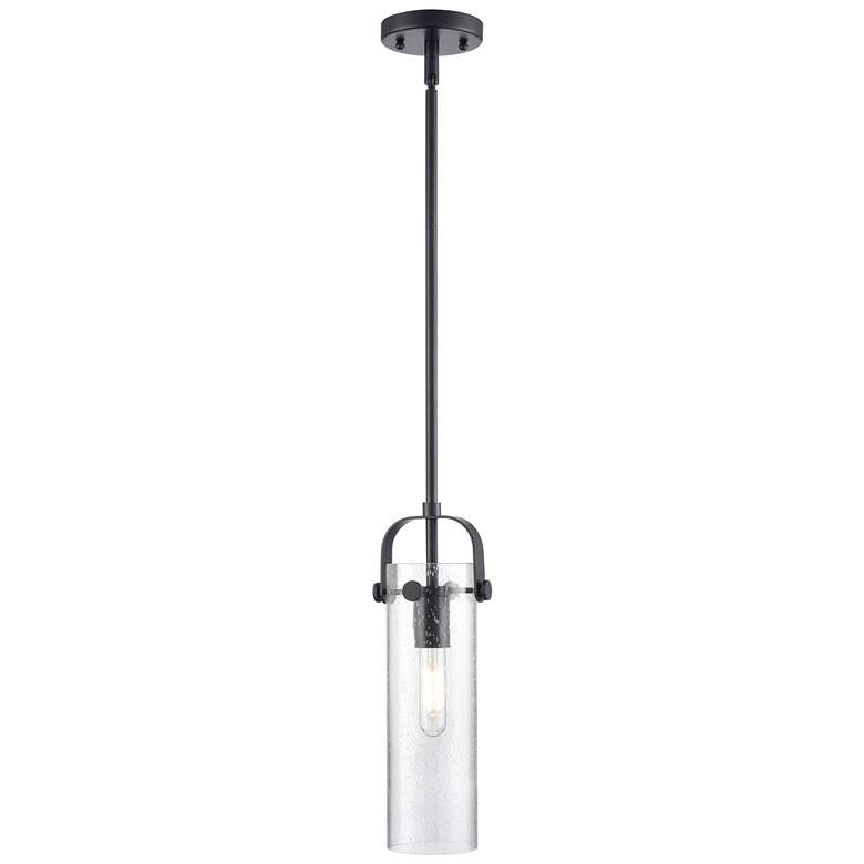 Image 1 Pilaster II Cylinder 5 inch Wide Stem Hung Matte Black Pendant With Seedy 