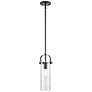 Pilaster II Cylinder 5" Wide Stem Hung Matte Black Pendant With Seedy 