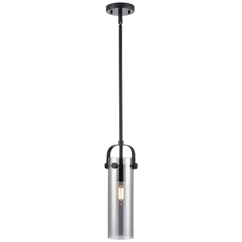 Image 1 Pilaster II Cylinder 5 inch Wide Stem Hung Matte Black Pendant With Smoke 