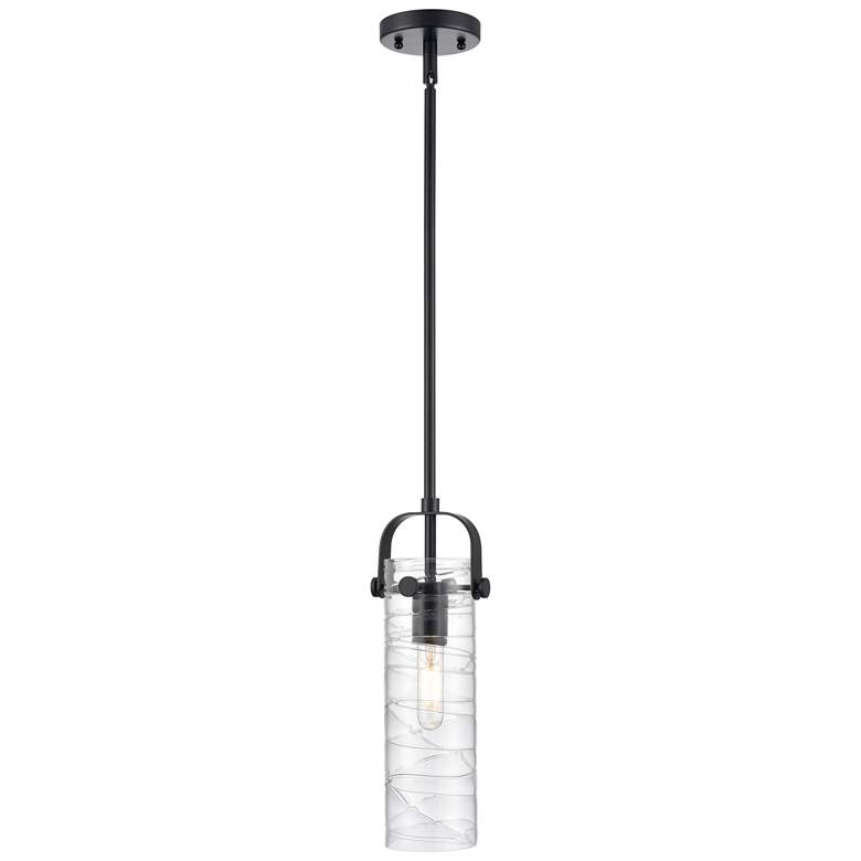 Image 1 Pilaster II Cylinder 5 inch Wide Stem Hung Matte Black Pendant With Swirl 