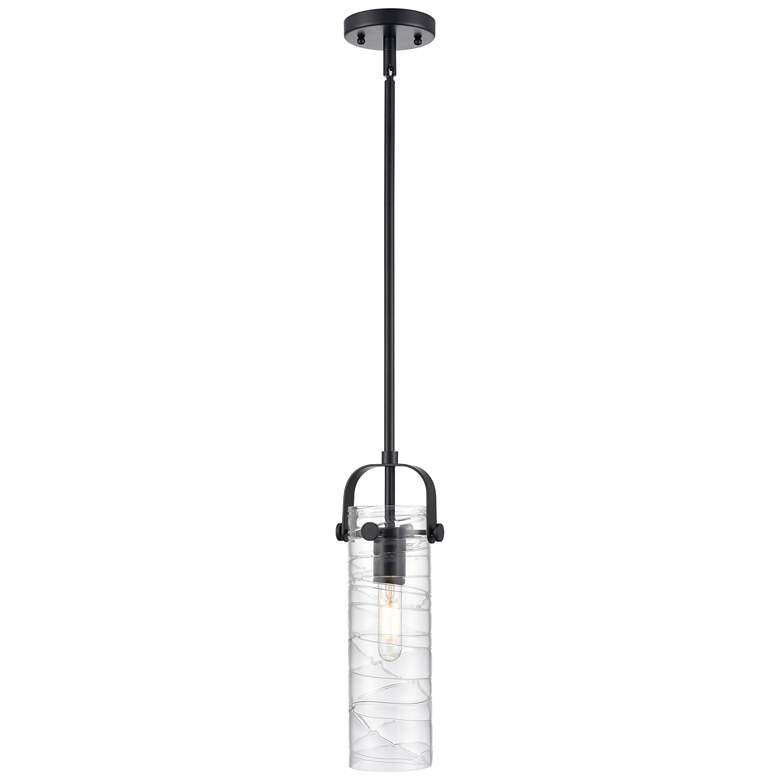 Image 1 Pilaster II Cylinder 5" Wide Stem Hung Matte Black Pendant With Swirl
