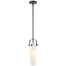 Pilaster II Cylinder 5" Wide Stem Hung Matte Black Pendant With White Pilaster II Cylinder 5" Wide Stem Hung Matte Black Pendant With White