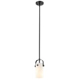 Pilaster II Cylinder 5" Wide Stem Hung Matte Black Pendant With White Pilaster II Cylinder 5" Wide Stem Hung Matte Black Pendant With White