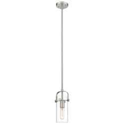 Pilaster II Cylinder 5&quot; Wide Stem Hung Satin Nickel Pendant w/ Clear S