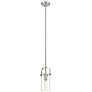 Pilaster II Cylinder 5" Wide Stem Hung Satin Nickel Pendant w/ Clear S