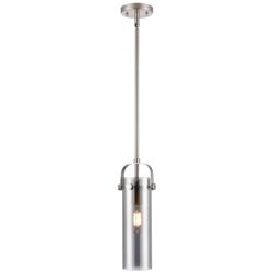 Pilaster II Cylinder 5&quot; Wide Stem Hung Satin Nickel Pendant w/ Smoke S