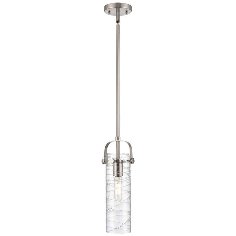 Image 1 Pilaster II Cylinder 5" Wide Stem Hung Satin Nickel Pendant w/ Swirl S