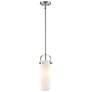 Pilaster II Cylinder 5" Wide Stem Hung Satin Nickel Pendant w/ White S