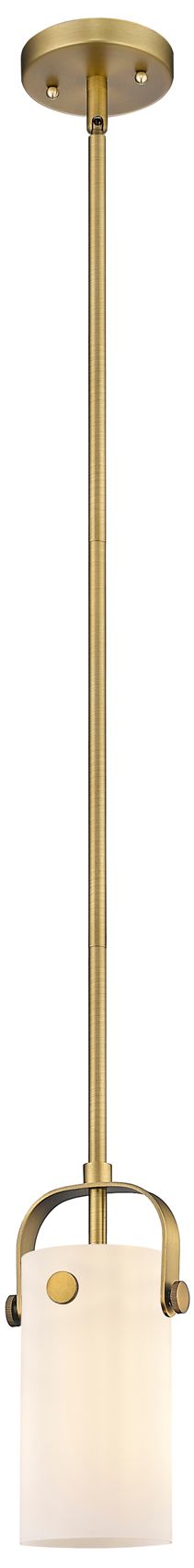 Pilaster II Cylinder 5"W Brass Mini Pendant w/ White Glass