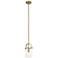 Pilaster II Cylinder 5"W Brushed Brass Stem Hung Pendant With Clear Sh