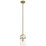 Pilaster II Cylinder 5"W Brushed Brass Stem Hung Pendant With Clear Sh