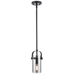 Pilaster II Cylinder 5"W Matte Black Stemmed Pendant w/ Plated Smoke S