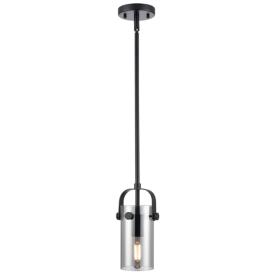 Pilaster II Cylinder 5"W Matte Black Stemmed Pendant w/ Plated Smoke S Pilaster II Cylinder 5"W Matte Black Stemmed Pendant w/ Plated Smoke S