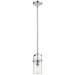 Pilaster II Cylinder 5&quot;W Polished Chrome Stem Hung Pendant With Clear
