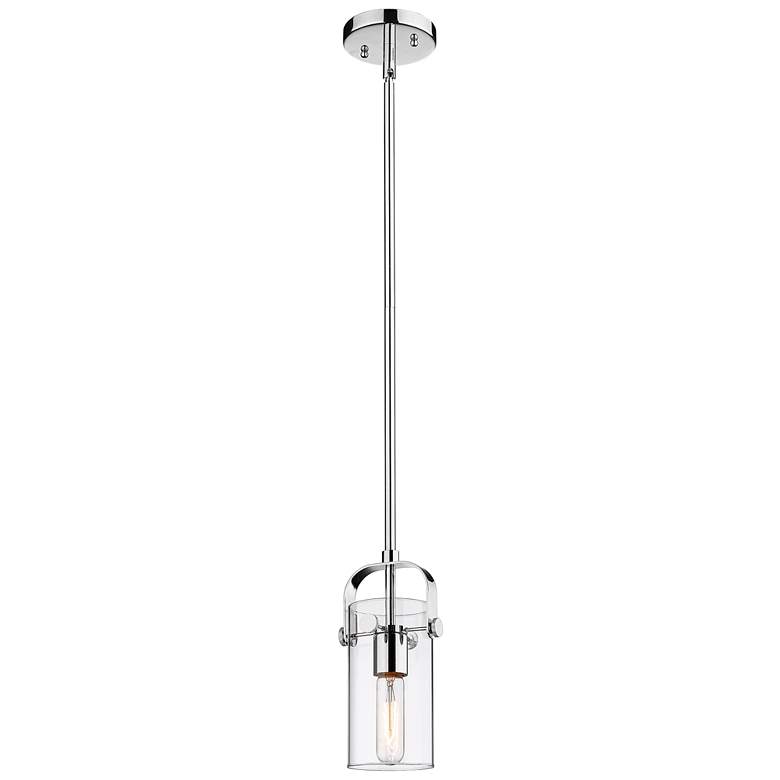 Image 1 Pilaster II Cylinder 5"W Polished Chrome Stem Hung Pendant With Clear